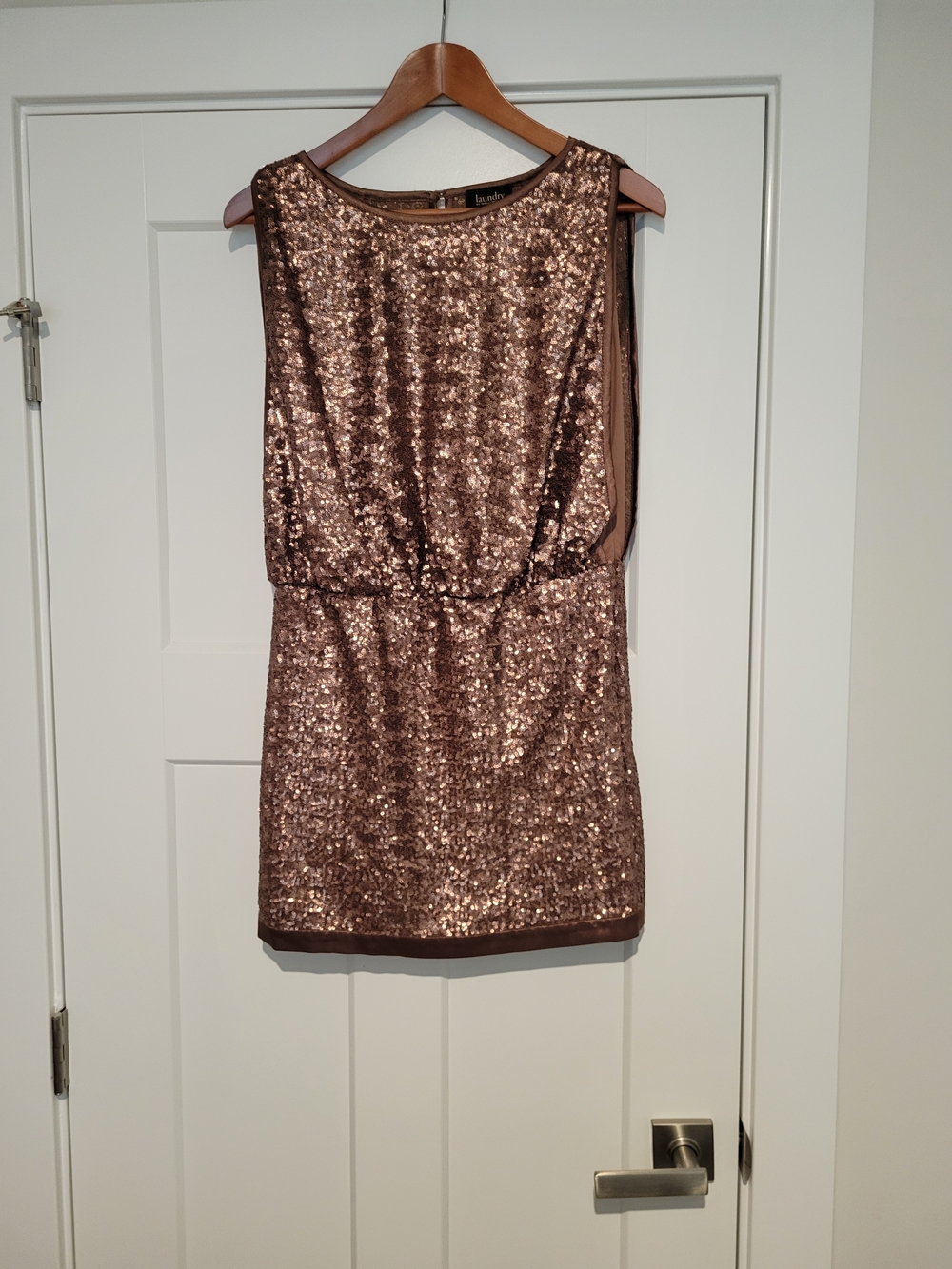 Laundry By Shelli Segal Rose Gold Sequin Mini Dress